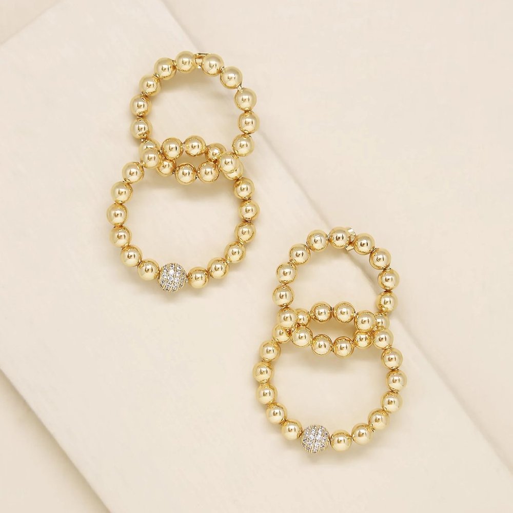 NWT Ettika Interlocked 18K Gold Plated Ball Dangle Earrings